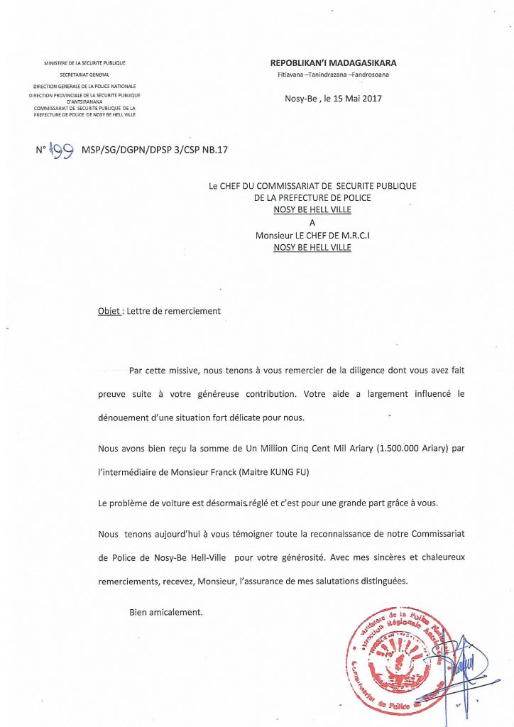 Letter from Chef Police