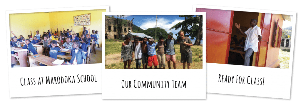 Volunteers rebuild school with teacher Mamoudou's help in Marodoka